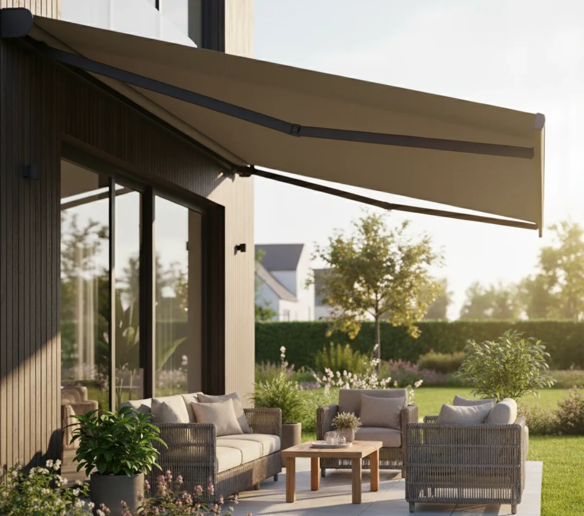Terrazza protetta da una tenda da sole